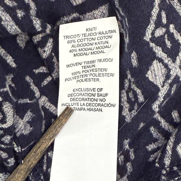 Lucky Brand Blouse Top Womens Plus Size 3X Blue Print Western Boho Peasant NWT - Picture 6 of 9